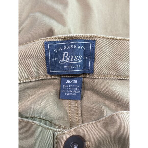 G.H. Bass & Co. Mens Khaki Straight-Leg Pants Size 36x30 Cotton/Spandex Blend - Picture 3 of 11